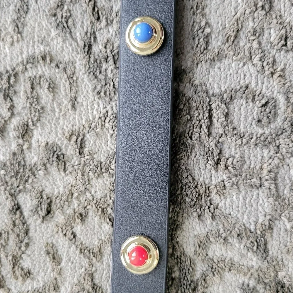 NWT-Kate Spade New York In The Loop Black Leather Belt-colored Embellishments